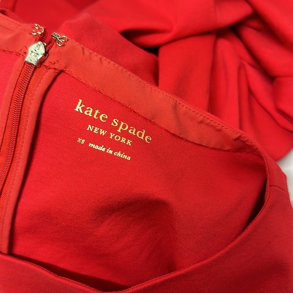 Kate Spade Dress Midi Fit And Flare Jersey Stretch Ponte Knit Bright Red Size XS - Picture 8 of 9